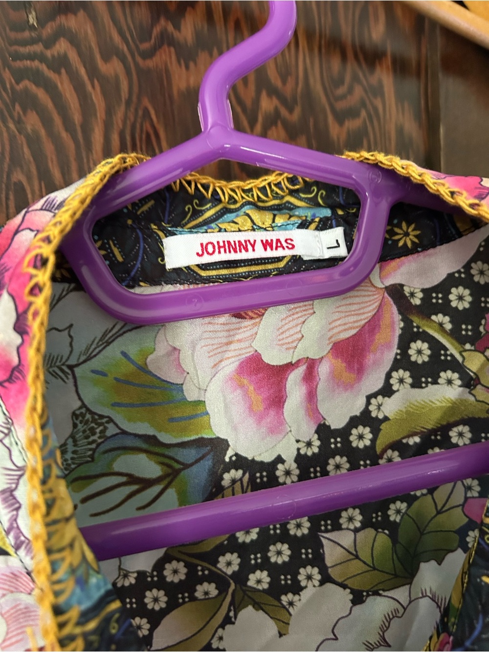 Johnny Was Floral Silk Button Down Top - Picture 4 of 8
